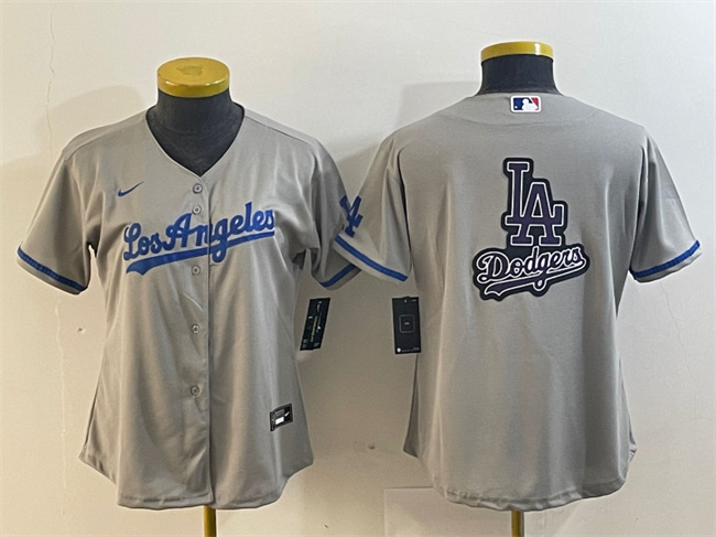 Youth Los Angeles Dodgers Gray Team Big Logo Stitched Jersey